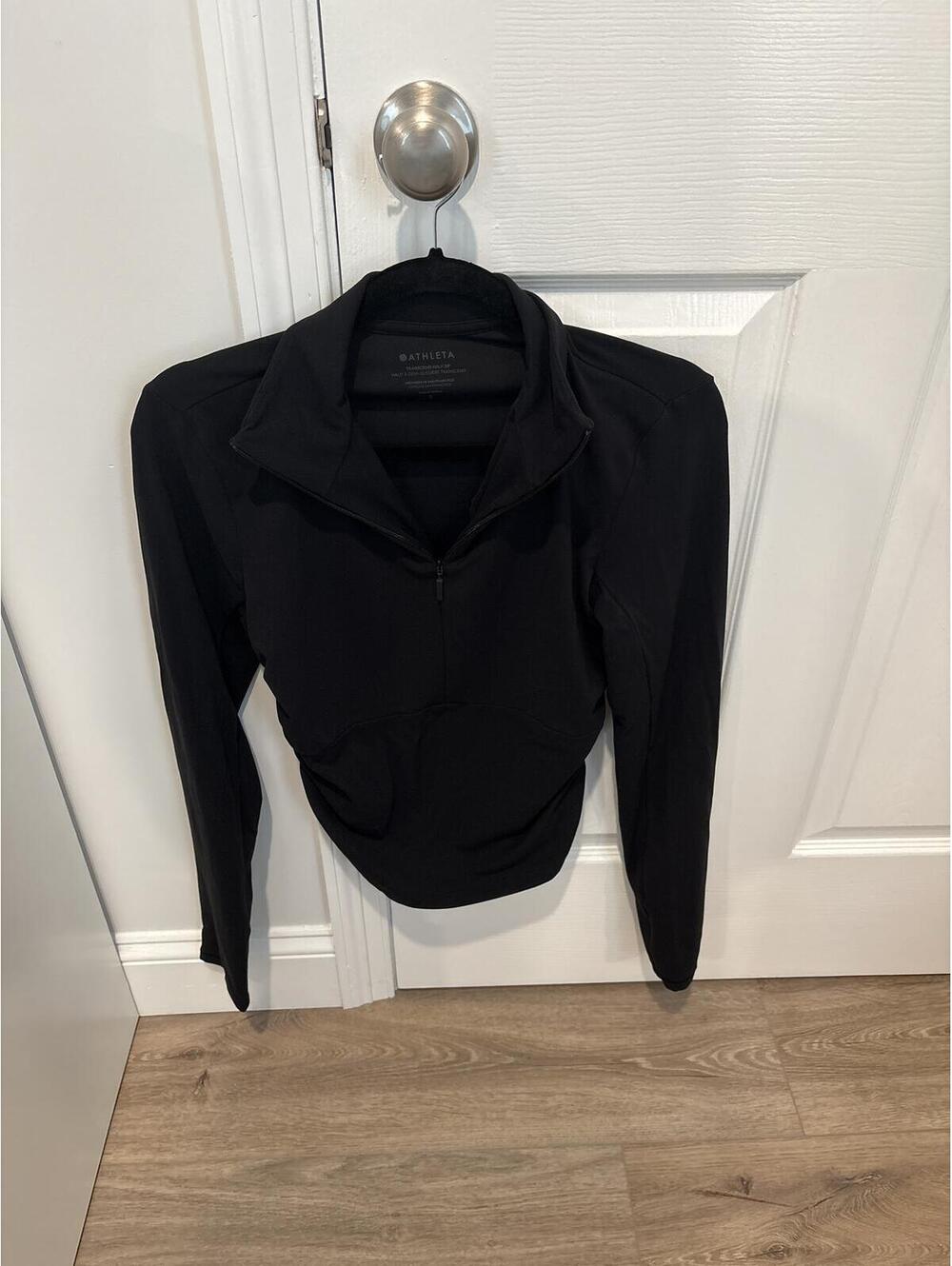 Athleta Transcend Half Zip Long Sleeve Top Black Small